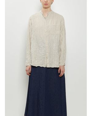 Pas De Calais Dobby Stripe Shirring Blouse - White