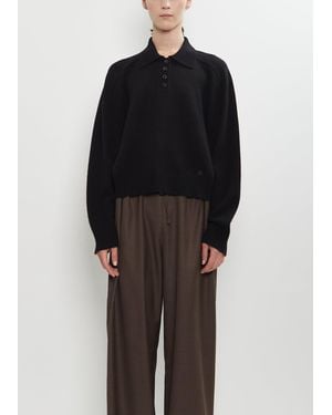 Loulou de Saison Homere Cashmere Polo Collar Sweater - Black