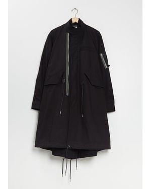 Sacai Men Rip Stop Cotton Blend Coat - Black