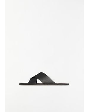 The Row Men Malick Leather Cross Slides - White