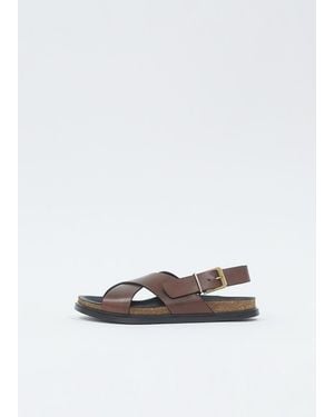 The Row Buckle Leather Sandal - White