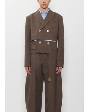 Sacai Wool Suiting X Poplin Jacket - White
