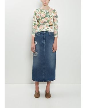 Simone Rocha Embellished Denim Flare Skirt - Blue