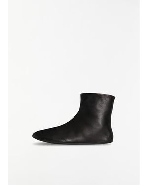The Row Stella Leather Bootie - Black
