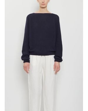 Apuntob Boat Neck Silk Jumper - Blue