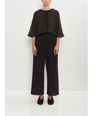 Apuntob Wool Foulard Drawcord Wide Leg Pant - Black