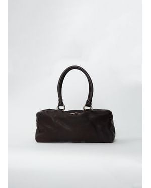 Guidi Shoulder Leather Bag, Medium - Black