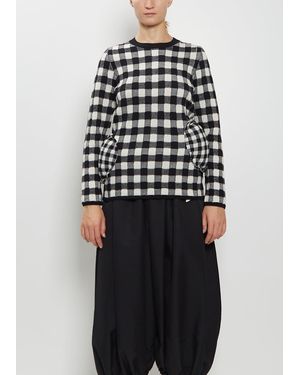 Comme des Garçons Padded Details Checks Wool Jumper - Blue