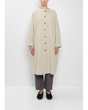 Apuntob Wool Cotton Collarless Coat - Natural