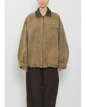 Ssstein Cotton Whip Chord Vintage Zip Jacket - Natural