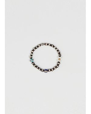 Ileana Makri Black Agate Stripe Beaded Bracelet - Blue