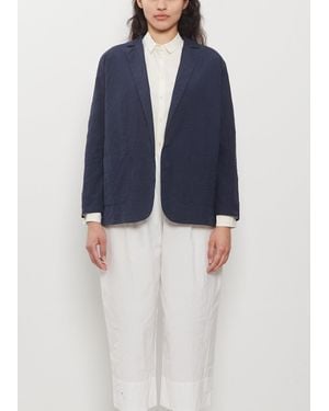 Apuntob Open Front Crinkled Cotton Jacket - Blue
