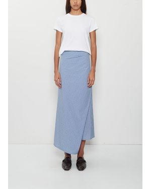 6397 Draped Wrap Cotton Skirt - Blue
