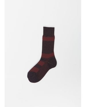 Y's Yohji Yamamoto Stripe Socks — Red - White