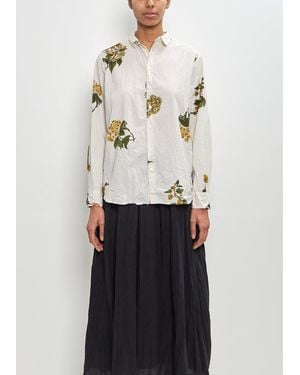 Pas De Calais Cotton Summer Botanical Print Blouse - White