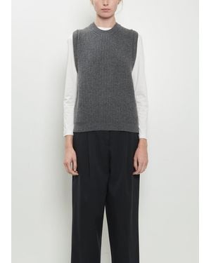 Margaret Howell English Rib Pullover Merino Wool Vest - Blue