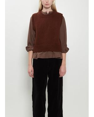 MHL by Margaret Howell Chunky Pullover Merino Wool Vest - Brown