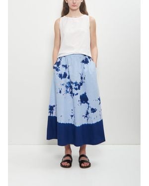 Suzusan Cotton Gingham Check Flare Skirt - Blue