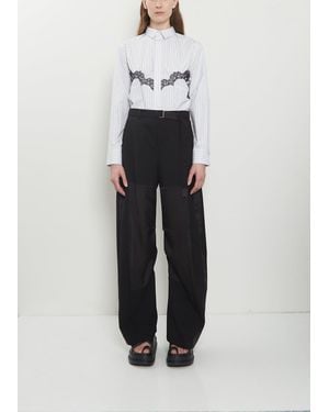 Sacai Wool Suiting X Sheer Voile Pants - White
