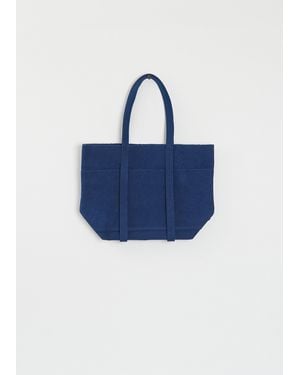 Amiacalva Washed Cotton 6 Pockets Tote, Small - Blue