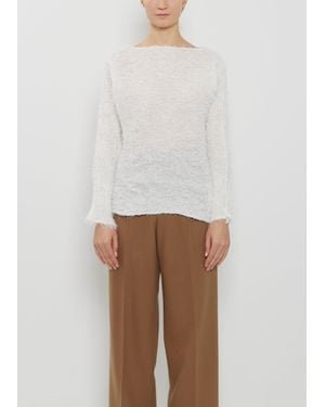 Issey Miyake Shifted Fuzzy Pleats Sweater - White