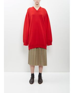 Marie Adam-Leenaerdt Houndstooth Poly Pleated Skirt - Natural