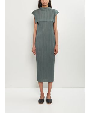 Pleats Please Issey Miyake Layered Sleevess Dress - Green