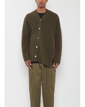 Comme des Garçons Contrasting Back Asymmetrical Cardigan - Green