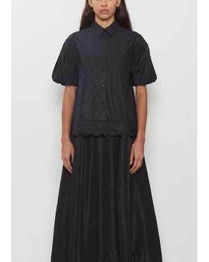 Simone Rocha Cropped Pull Sleeve Lace Trim Shirt - Blue