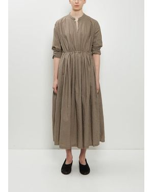 Pas De Calais Washed Cotton Mini Checkered Dress - Natural