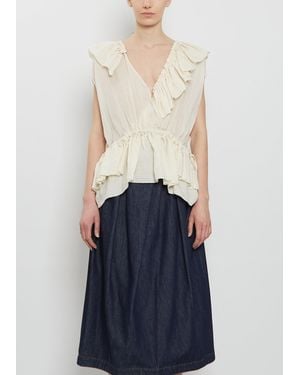 Dries Van Noten Cally Ruffles Ramie Top - Blue