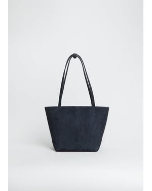 The Row Medium Suede Park Tote Edge - Blue