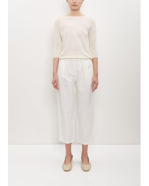 Apuntob Cotton Linen Cropped Pleated Pant - White