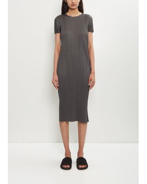 Pleats Please Issey Miyake Short Sleeve Midi Dress - Multicolour