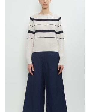 Margaret Howell Cashmere Cotton Roll Edge Jumper - Blue