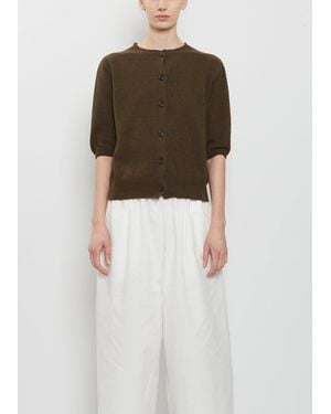 Margaret Howell Short Sleeve Cashmere Cotton Cardigan - Green