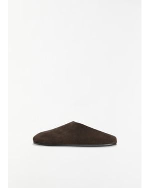 The Row Hudson Suede Slide - White