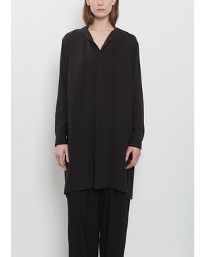 Y's Yohji Yamamoto Tie Neck Long Blouse - Black