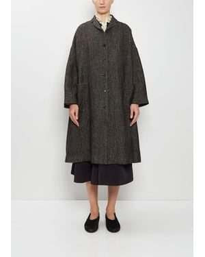 Apuntob Hemp Wool Long Coat - Black