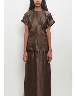 Loulou de Saison Linen Silk Pero Fitted Blouse - Brown