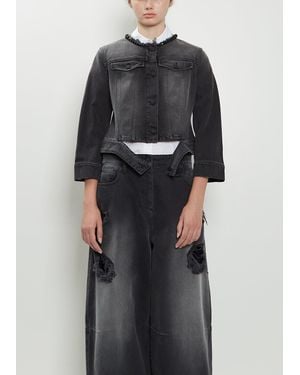 Simone Rocha Embellished Neck Fitted Waist Denim Jacket - Black
