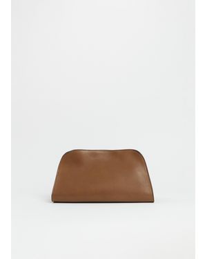The Row Peggy Saddle Leather Clutch - White