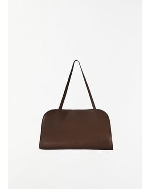 The Row Peggy Saddle Leather Clutch - Brown