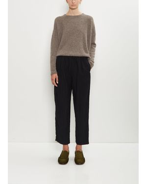 Apuntob Linen Wool Pinstripe Pleated Tapered Pant - Black