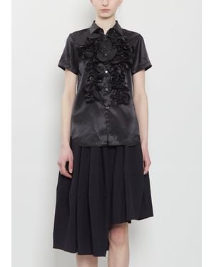 Comme des Garçons Rosette Taffeta Short Sleeve Blouse - Black