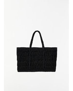 The Row Georgica Raffia Tote - Black