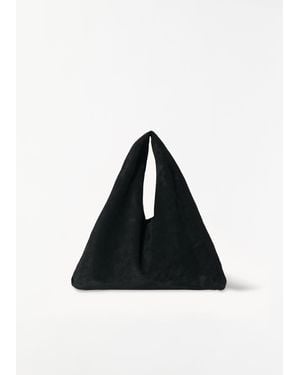 The Row Small Suede Bindle - Black