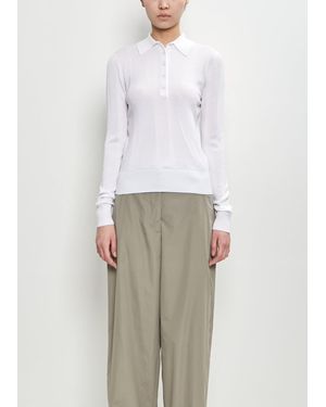 Dries Van Noten Cotton Touria Long Sleeve Polo - White