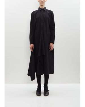 Yohji Yamamoto Cotton Draped Shirt Dress - Black