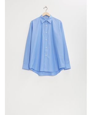 AURALEE Suvin High Count Cloth Stripe Shirt - Blue